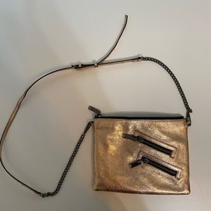 Rebecca Minkoff gold leather crossbody bag